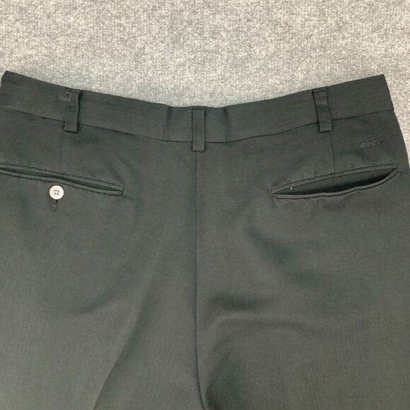 PING Golf Pants Mens 36x27 Black Pleated Front Rayon Blend Relaxed Fit Chino - Picture 10 of 13